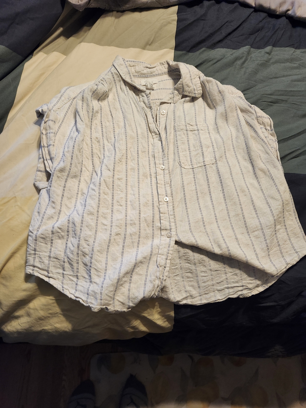 Light White Striped Womend Button-Up Shirt